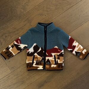 Old Navy Mountain Print and Multicolor Fleece Jacket